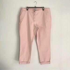 Pure Collection Soft Pink Washed Cotton Chino Pants NWT Women’s 18S Straight Leg